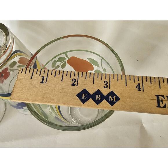 Set Of Four Fruit And Striped Vintage Gibson Glasses Signed Exc CondRetro ESTATE - Picture 10 of 11